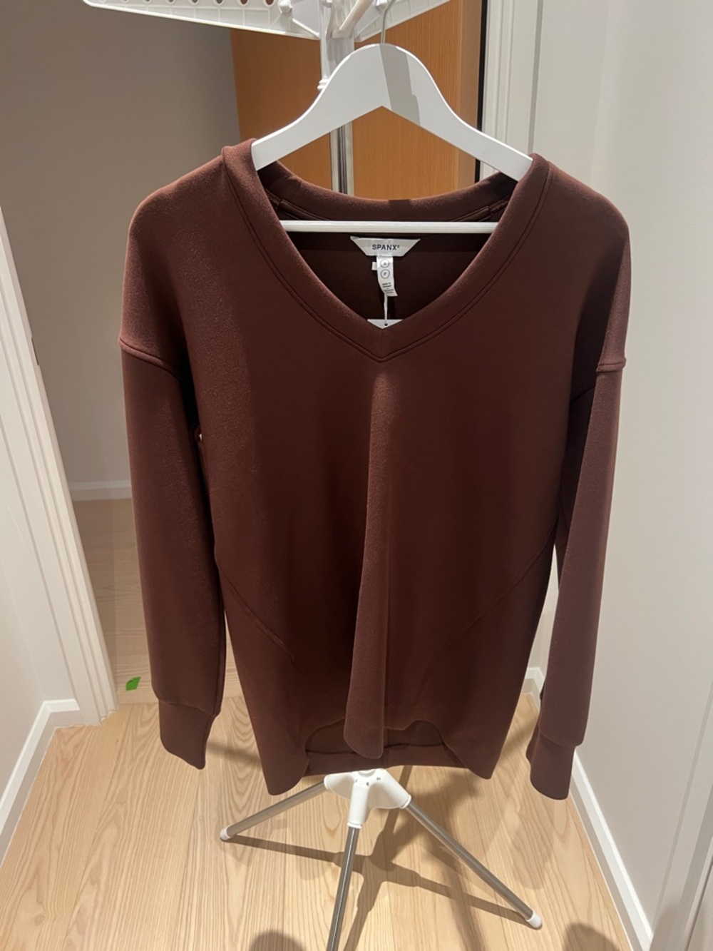 SPANX V-Neck Sweater in Rich Brown